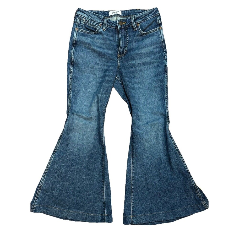 Wrangler Retro High Rise Trumpet Flare Jeans 27 Premium Western Hippie Petite